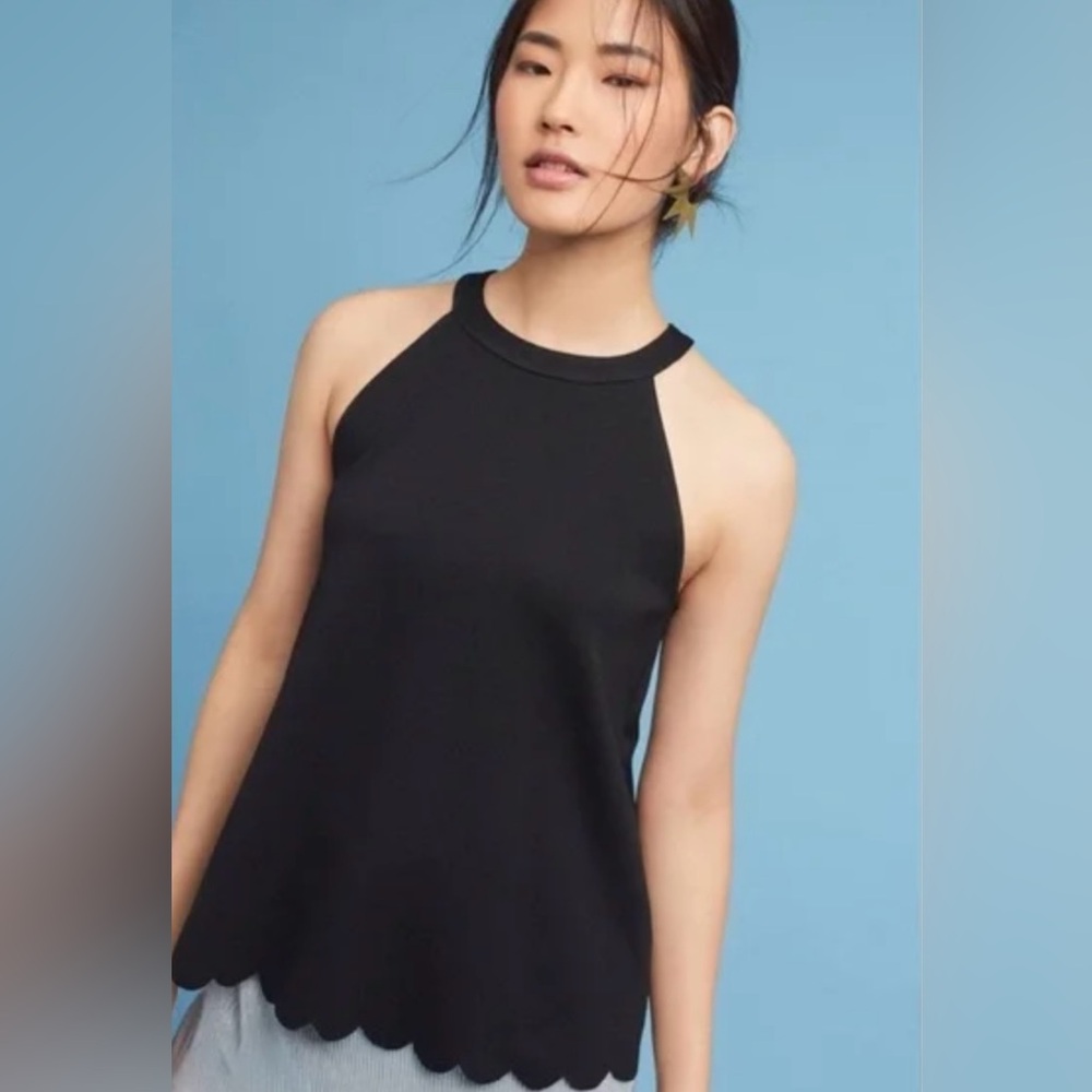 Anthropologie Eri + Ali high neck scalloped tank